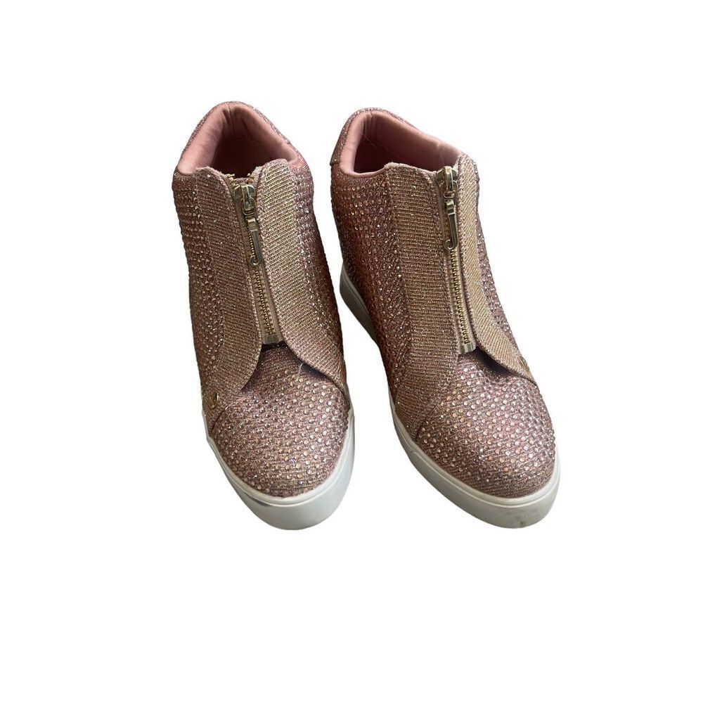 Juicy Couture Wedge Zip Up Sneakers Rhinestone Sparkle Women 6.5